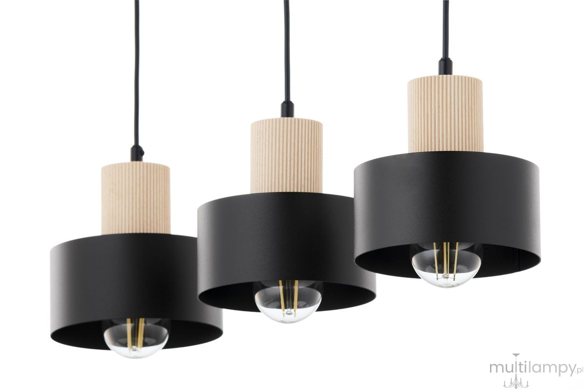 Rif Wood lampa wisząca 3xE27 czarna/naturalny 41867