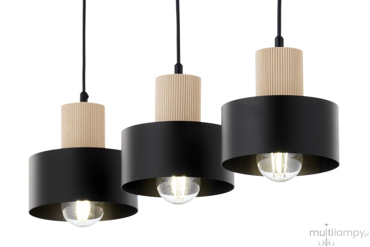 Rif Wood lampa wisząca 3xE27 czarna/naturalny 41867