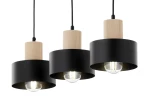 Rif Wood lampa wisząca 3xE27 czarna/naturalny 41867