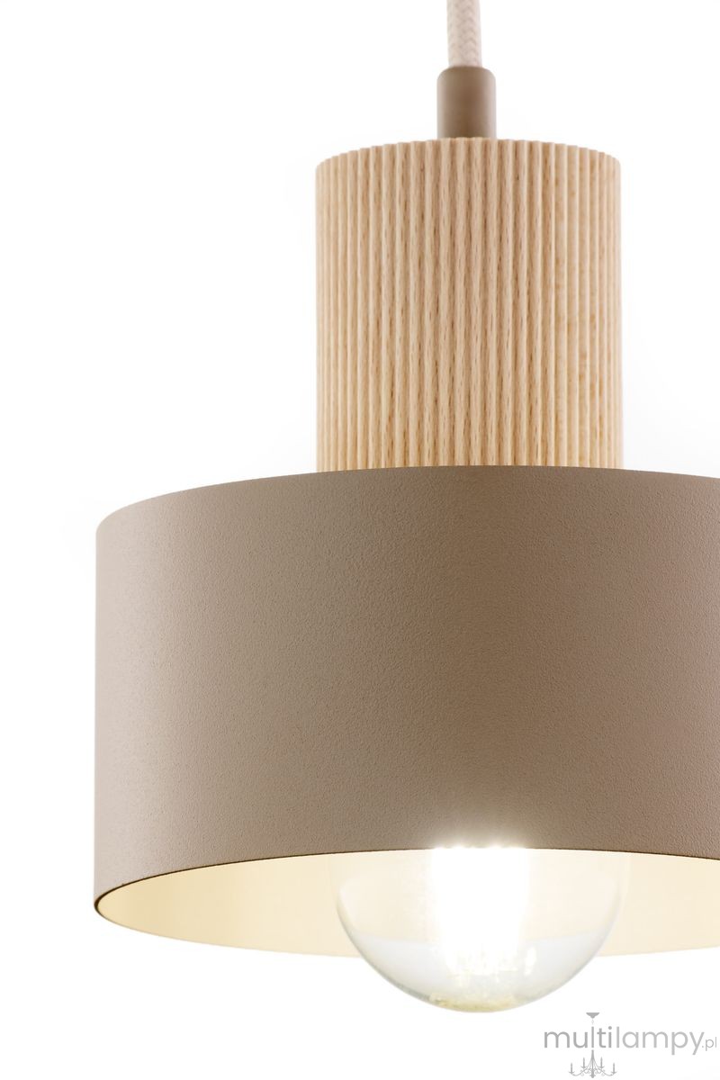 Rif Wood D15 lampa wisząca 1xE27 beż/naturalny 41868