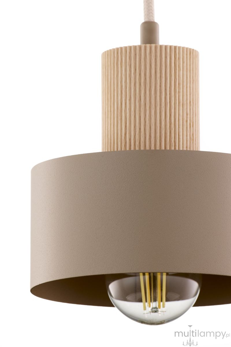 Rif Wood D15 lampa wisząca 1xE27 beż/naturalny 41868