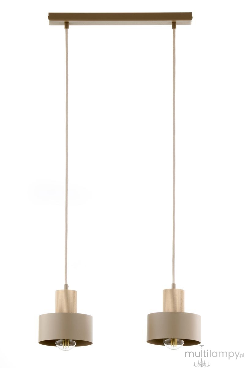 Rif Wood lampa wisząca 2xE27 beż/naturalny 41871