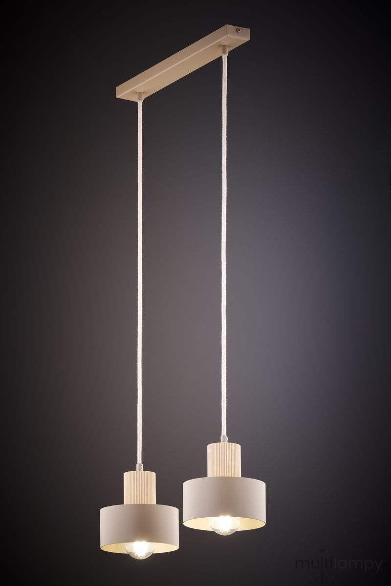 Rif Wood lampa wisząca 2xE27 beż/naturalny 41871