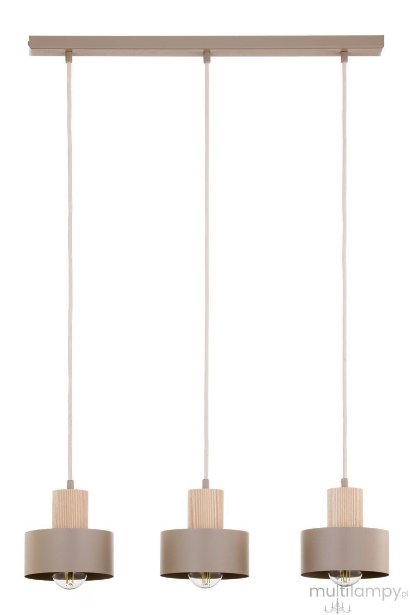 Rif Wood lampa wisząca 3xE27 beż/naturalny 4187