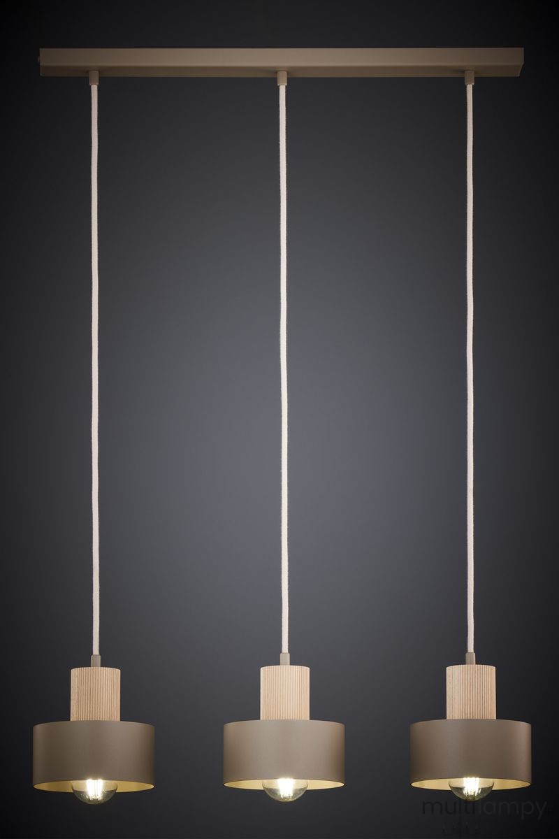 Rif Wood lampa wisząca 3xE27 beż/naturalny 4187