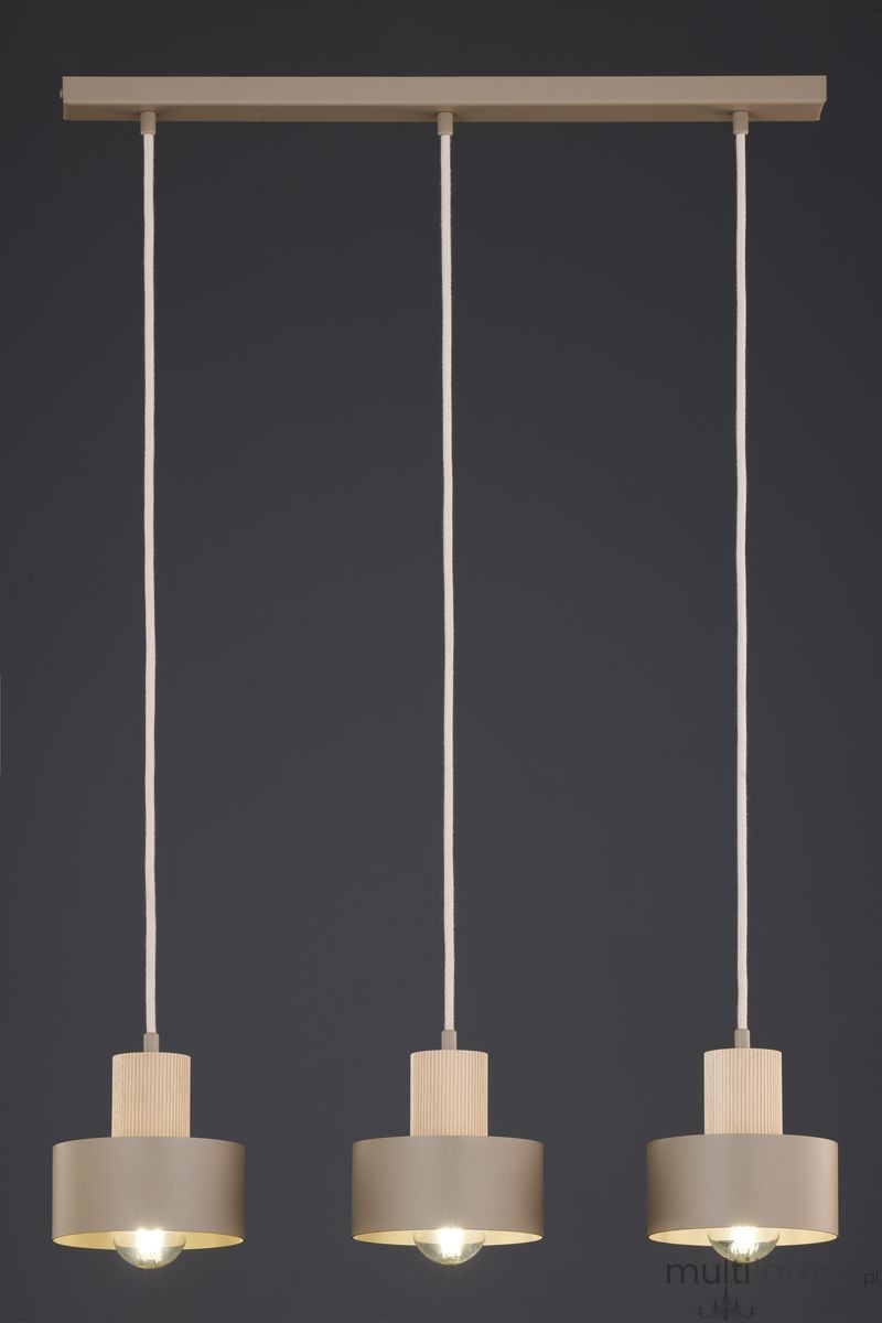 Rif Wood lampa wisząca 3xE27 beż/naturalny 4187