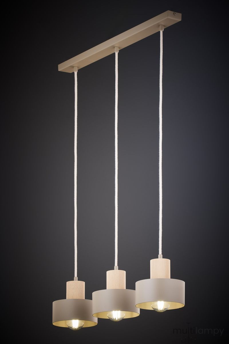 Rif Wood lampa wisząca 3xE27 beż/naturalny 4187