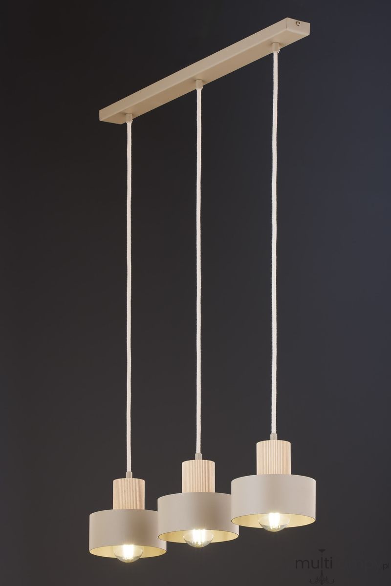 Rif Wood lampa wisząca 3xE27 beż/naturalny 4187