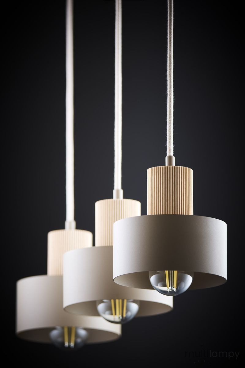 Rif Wood lampa wisząca 3xE27 beż/naturalny 4187