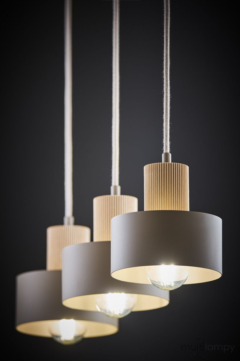 Rif Wood lampa wisząca 3xE27 beż/naturalny 4187