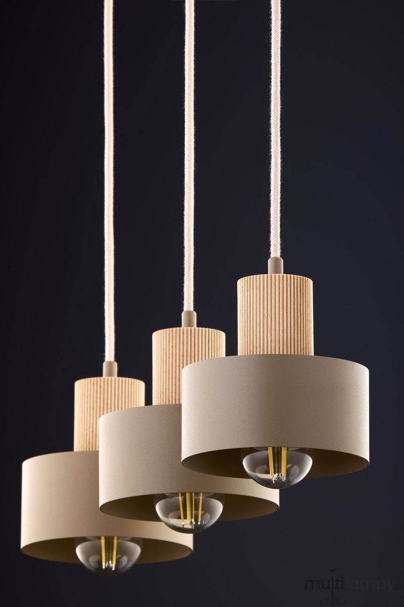 Rif Wood lampa wisząca 3xE27 beż/naturalny 4187