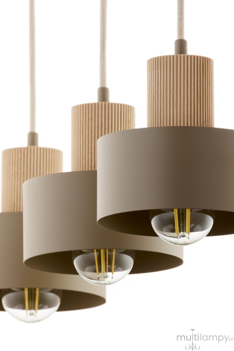 Rif Wood lampa wisząca 3xE27 beż/naturalny 4187