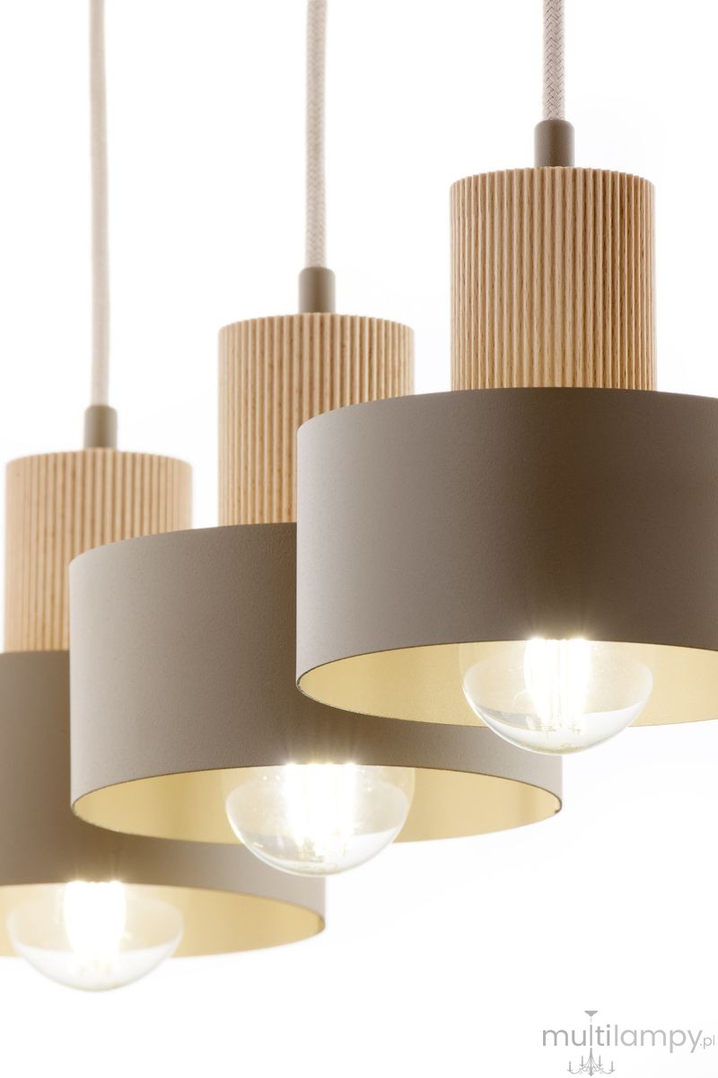 Rif Wood lampa wisząca 3xE27 beż/naturalny 4187