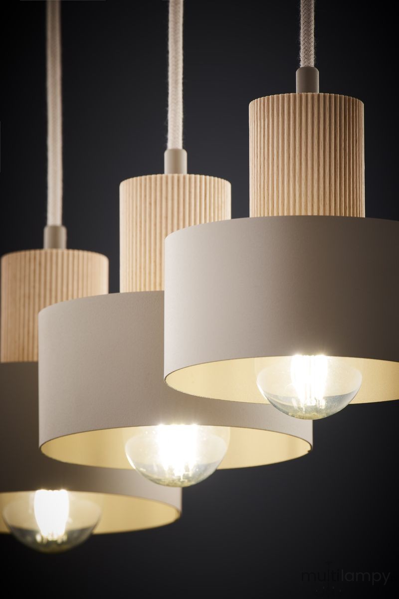 Rif Wood lampa wisząca 3xE27 beż/naturalny 4187