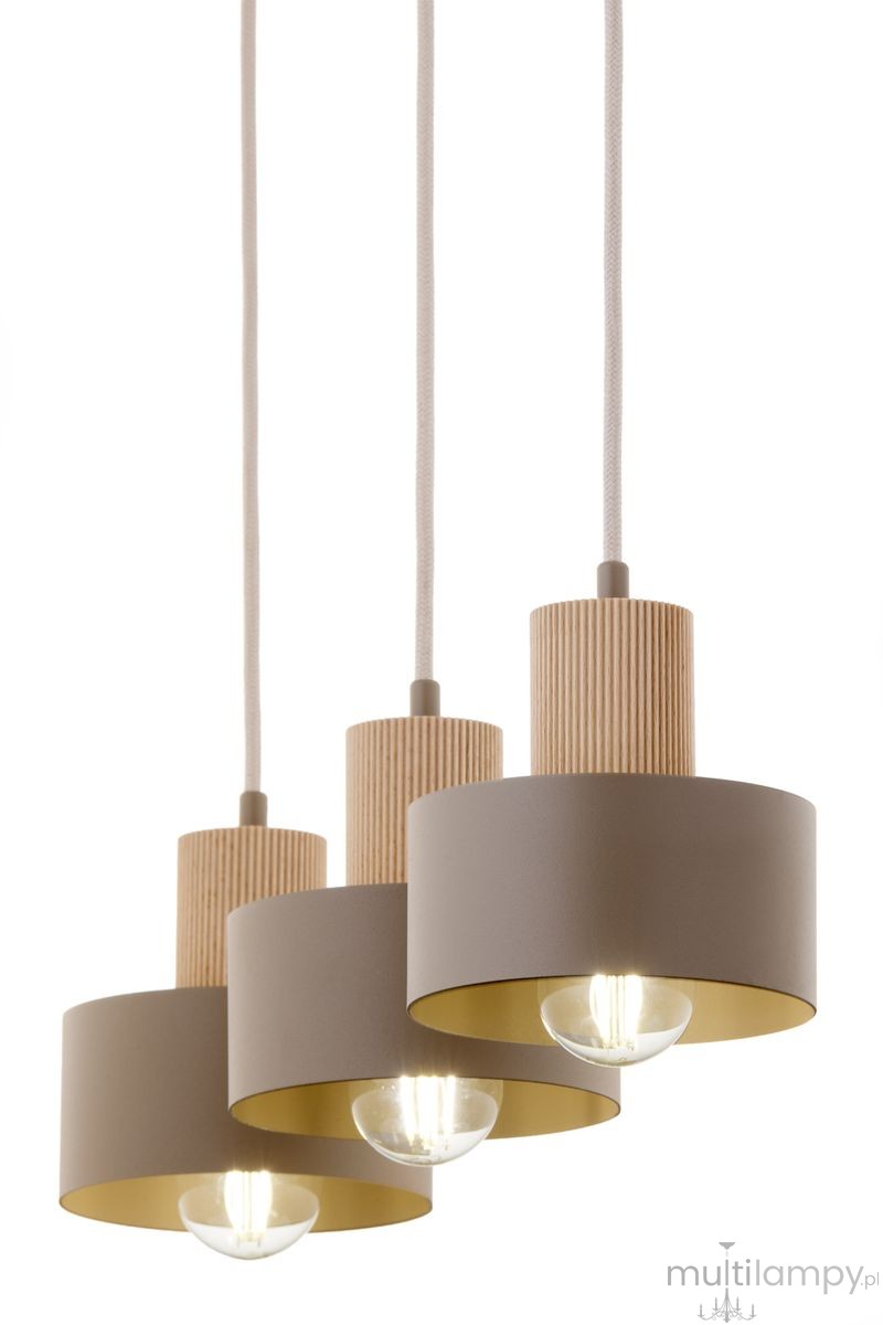 Rif Wood lampa wisząca 3xE27 beż/naturalny 4187