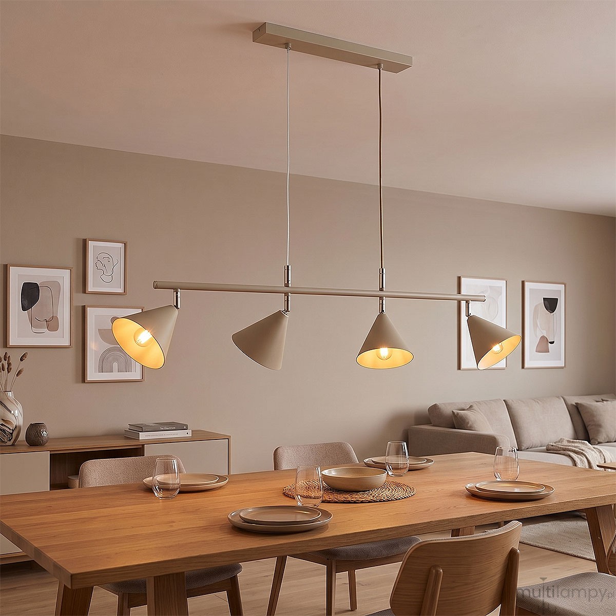 Zelta lampa wisząca 4xE27 beżowa złota 63419