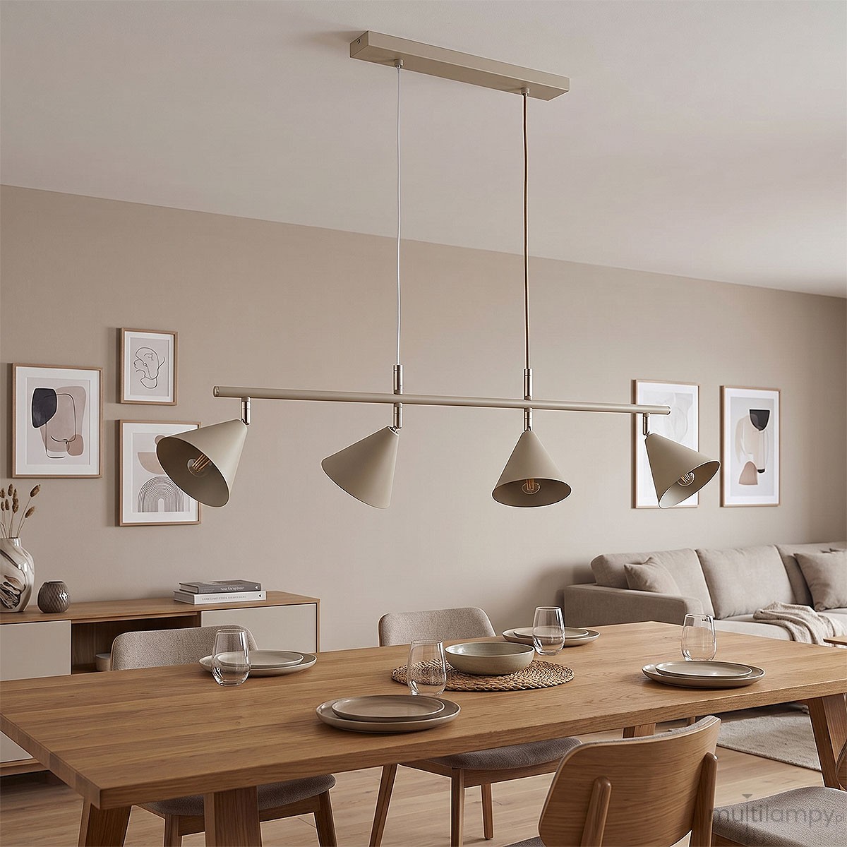 Zelta lampa wisząca 4xE27 beżowa złota 63419