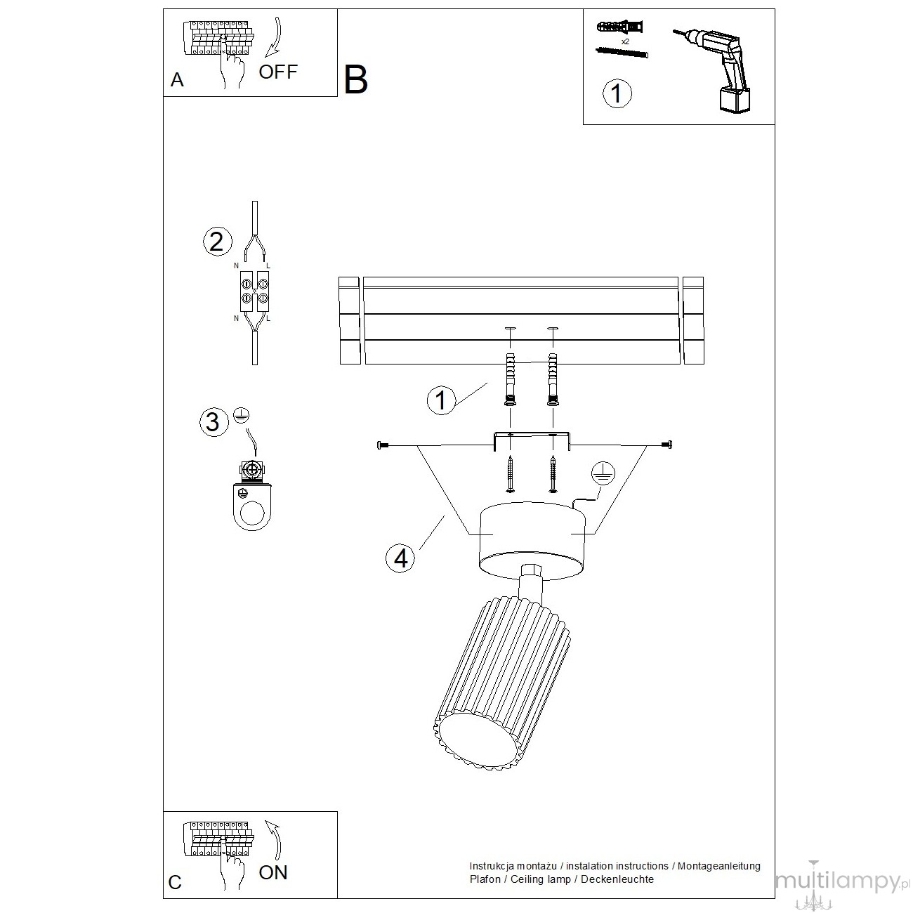 Karbon lampa sufitowa spot GU10 biała SL.1911