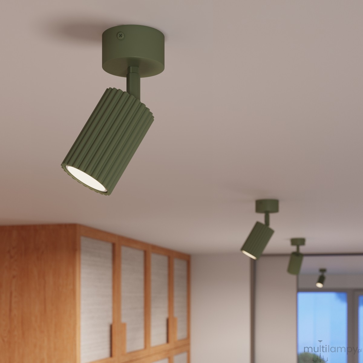 Karbon lampa sufitowa spot GU10 zielona oliwkowa SL.1915