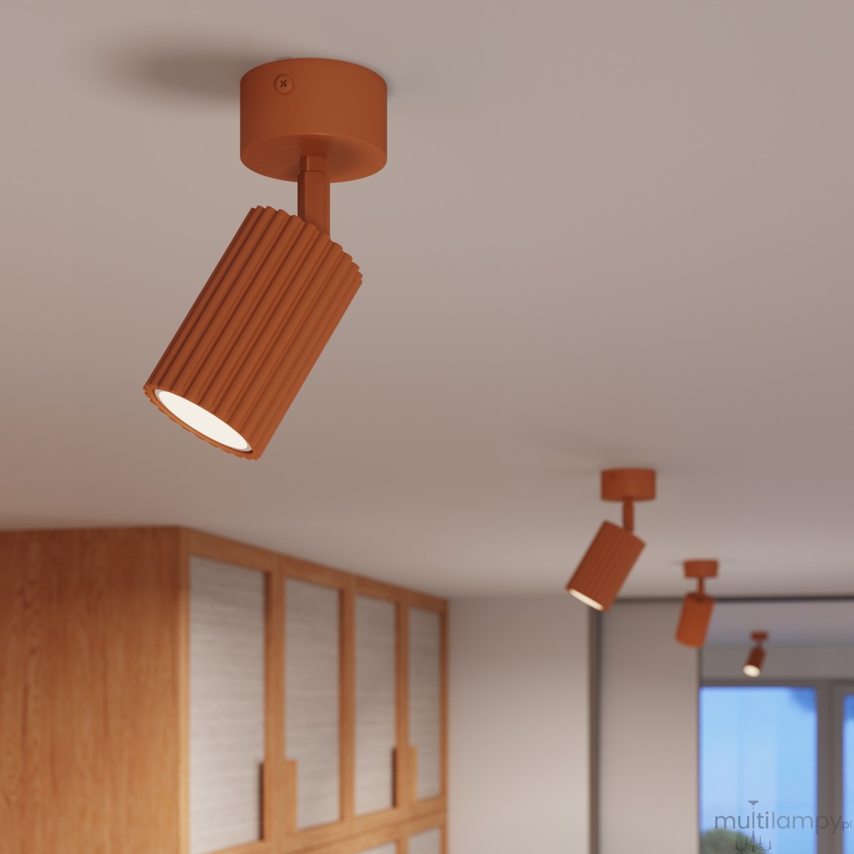 Karbon lampa sufitowa spot GU10 ochra czerwona SL.1916