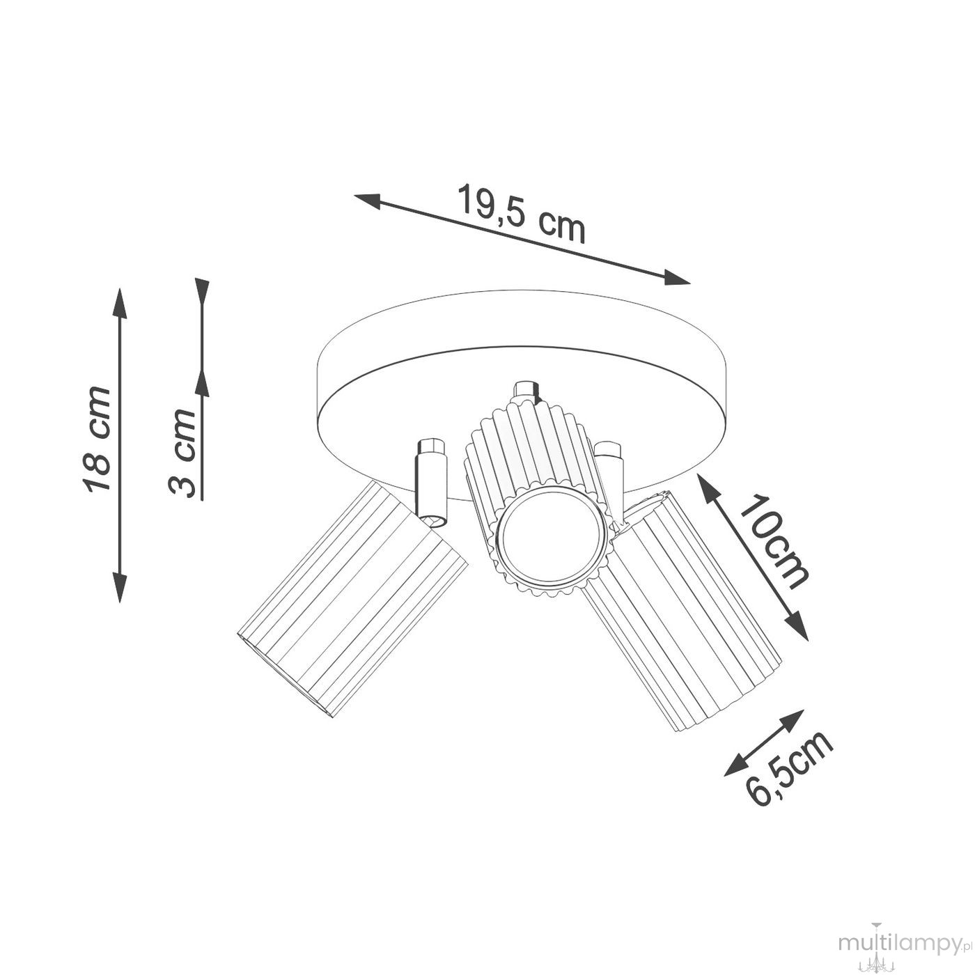 Karbon lampa sufitowa spot 3xGU10 ultramaryna SL.2323