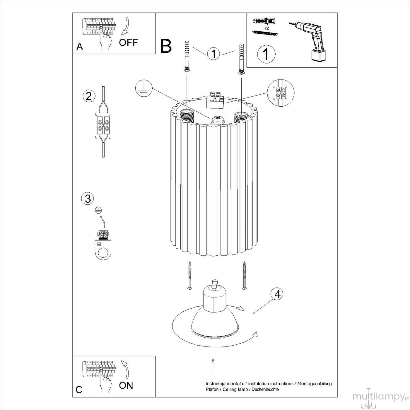 Karbon 10 lampa sufitowa 1xGU10 żółta SL.2329