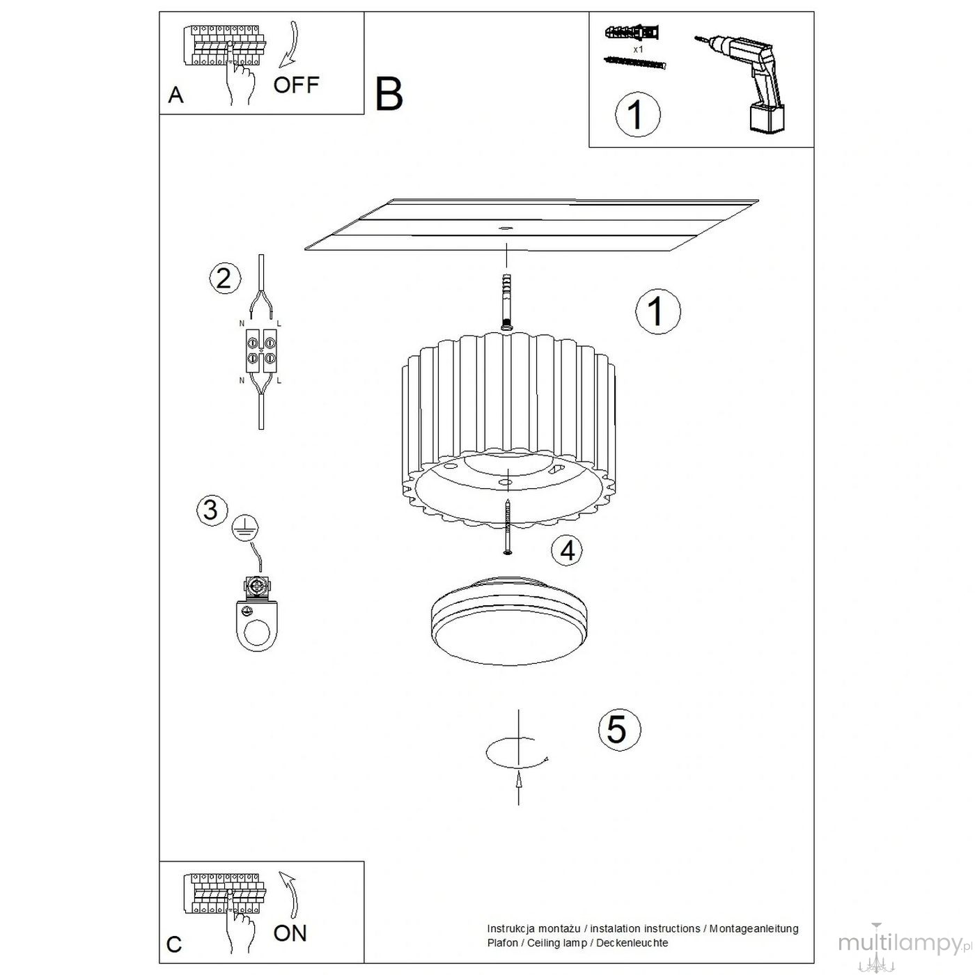 Aura lampa sufitowa GX53 różowa SL.2406