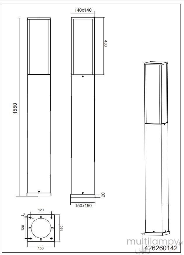 Fuerte H155 lampa stojąca ogrodowa LED 15W antracyt 426260142