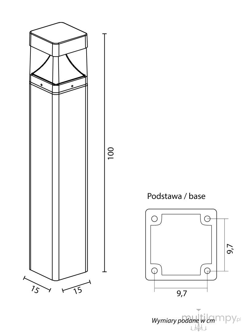 Barel H100 lampa stojąca ogrodowa LED 20W antracyt BKW-1000