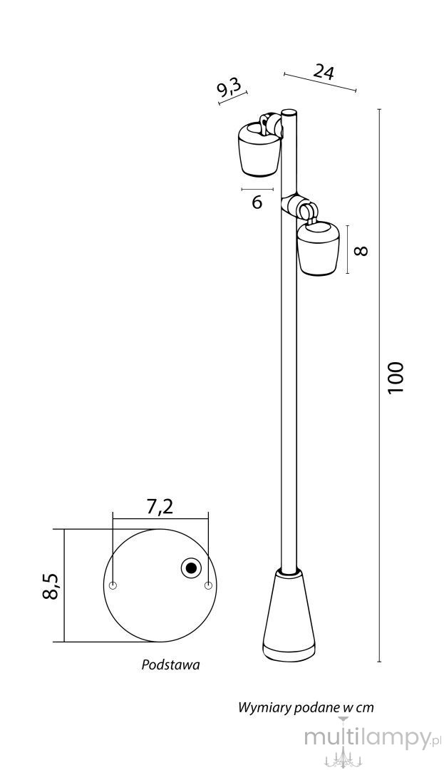 Dublo H100 lampa stojąca ogrodowa 2xGU10 czarna DBL-1000