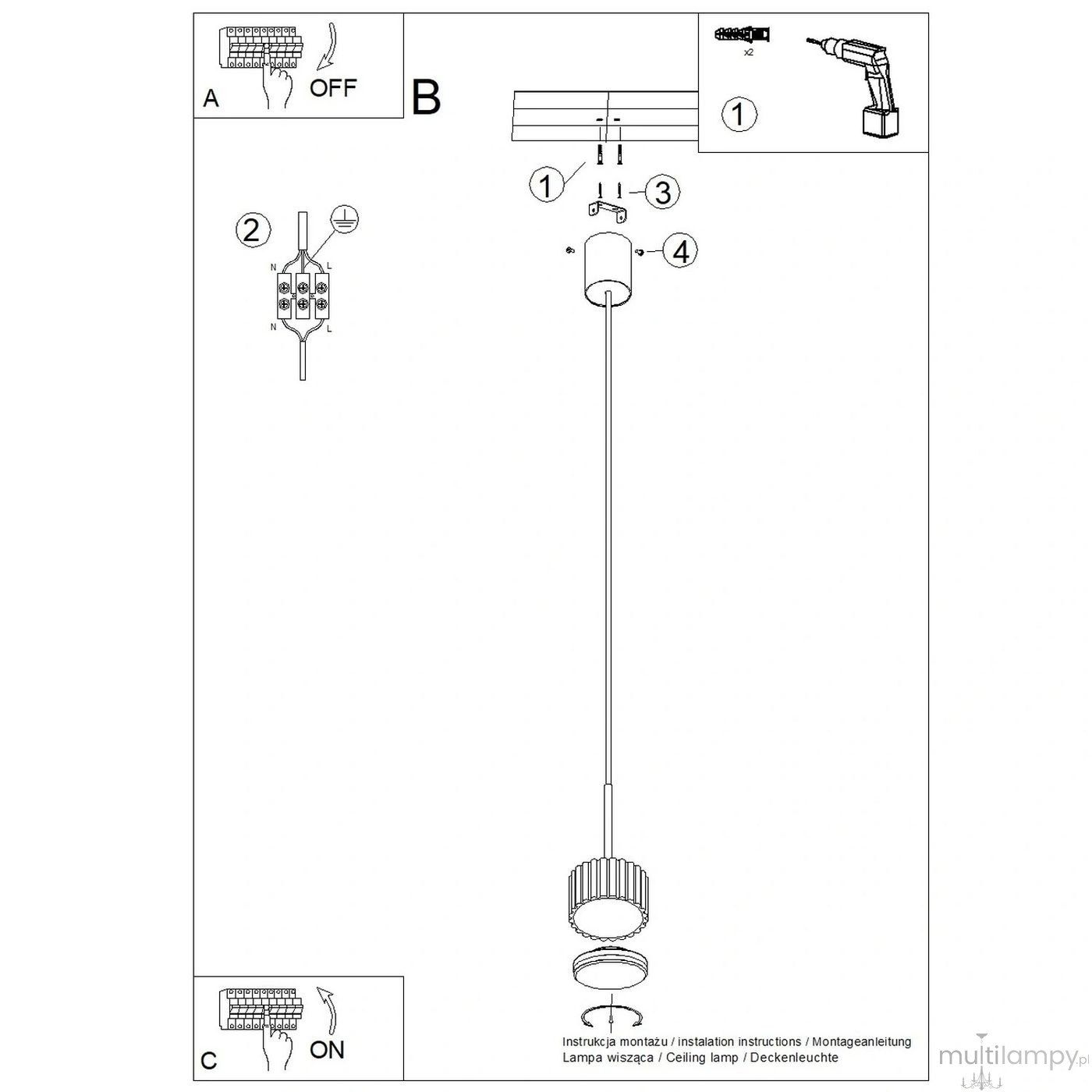 Aura 1 lampa wisząca GX53 czarna SL.2677