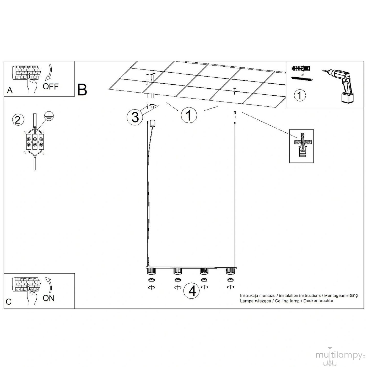 Aura lampa wisząca 4xGX53 szałwia SL.2706