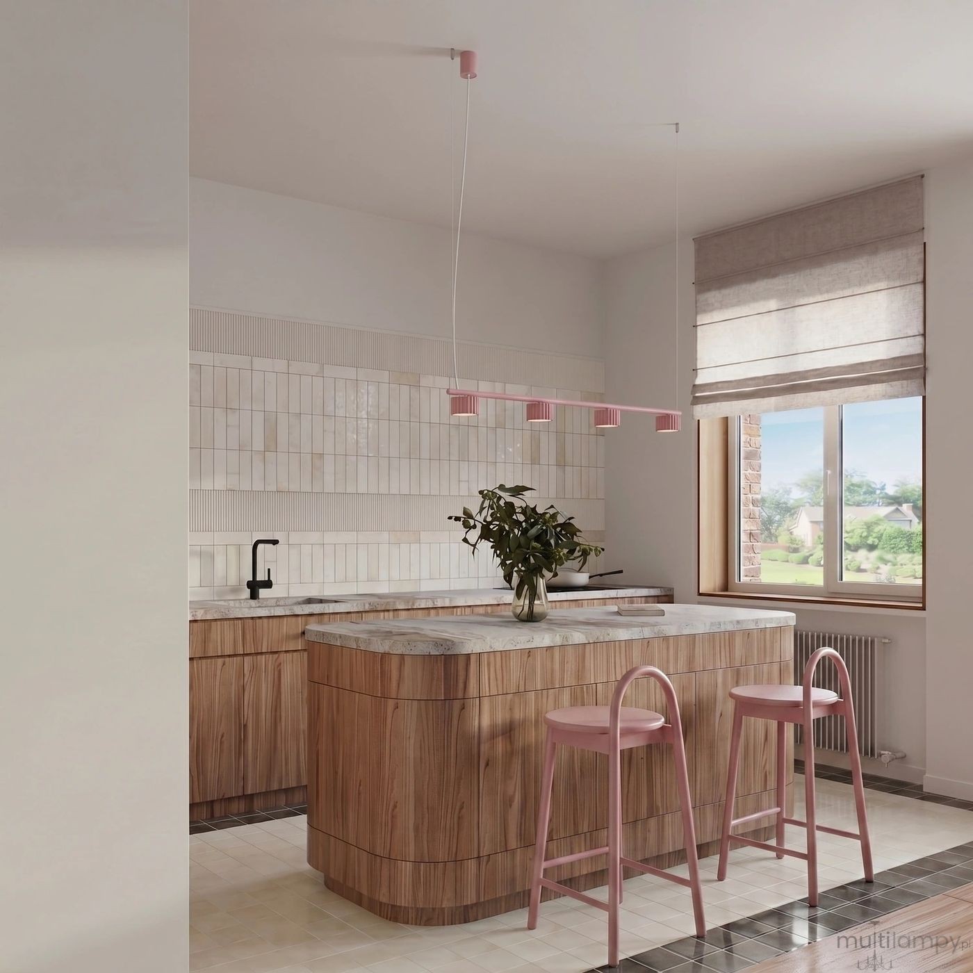 Aura lampa wisząca 4xGX53 różowa SL.2705