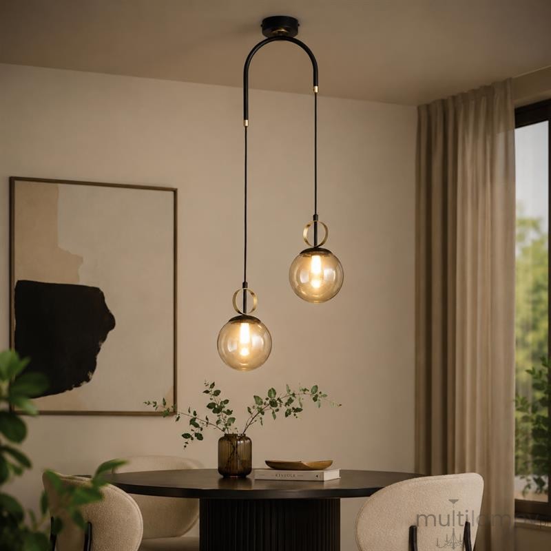 Morena lampa wisząca 2xE14 czarna mix bursztyn 62662