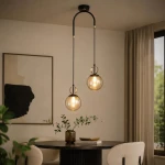 Morena lampa wisząca 2xE14 czarna mix bursztyn 62662
