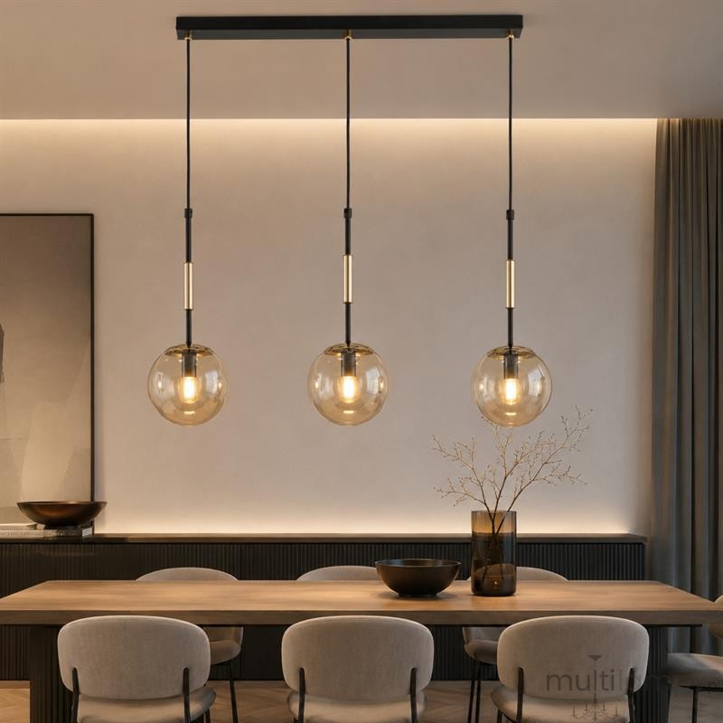 Verone lampa wisząca 3xE14 czarna złota 62648