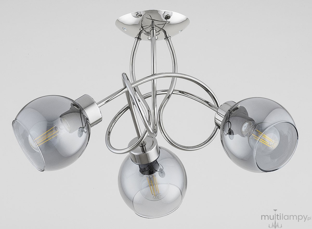 Hossa Glass lampa sufitowa 3xE27 chrom 62609