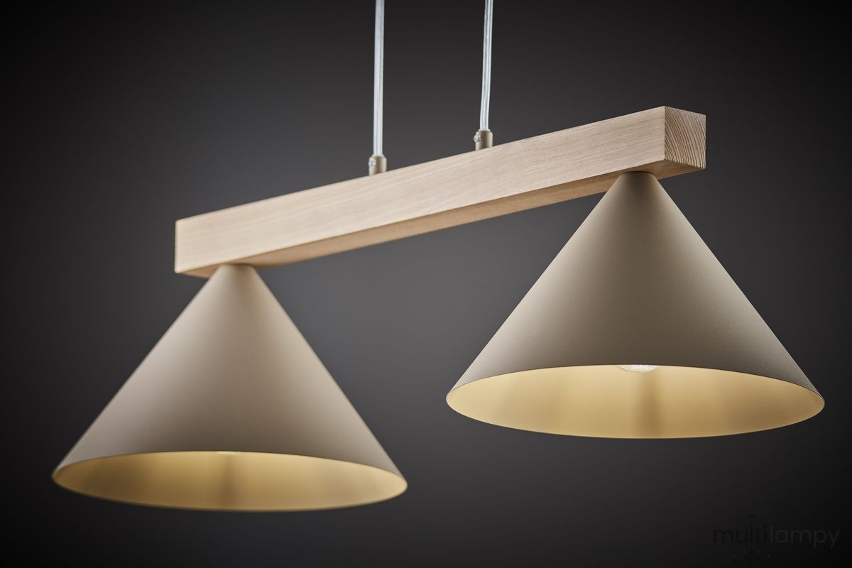 Deco lampa wisząca 2xE27 beżowa/jasny brąz 41811