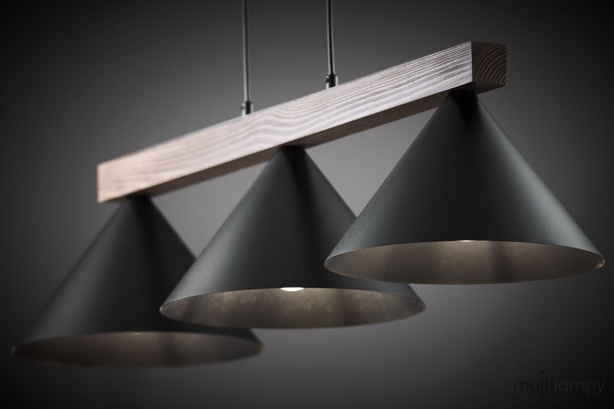 Deco lampa wisząca 3xE27 czarna/ciemny brąz 41634