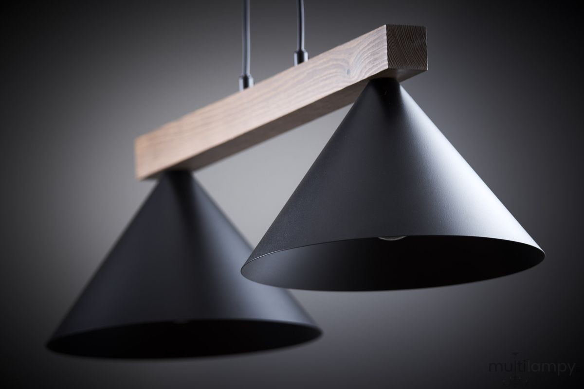Deco lampa wisząca 2xE27 czarna/ciemny brąz 41814