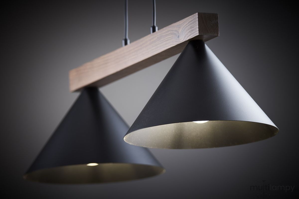 Deco lampa wisząca 2xE27 czarna/ciemny brąz 41814