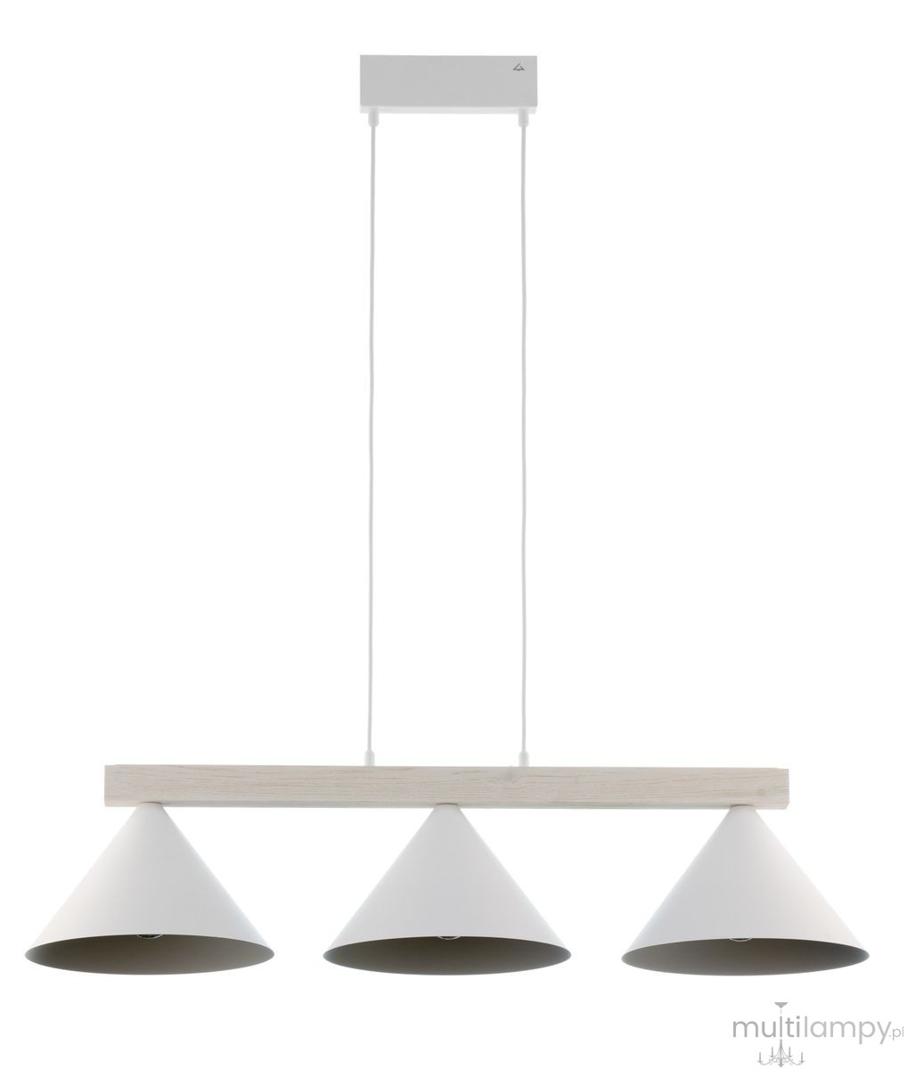 Deco lampa wisząca 3xE27 biała/drewno bielone 41818