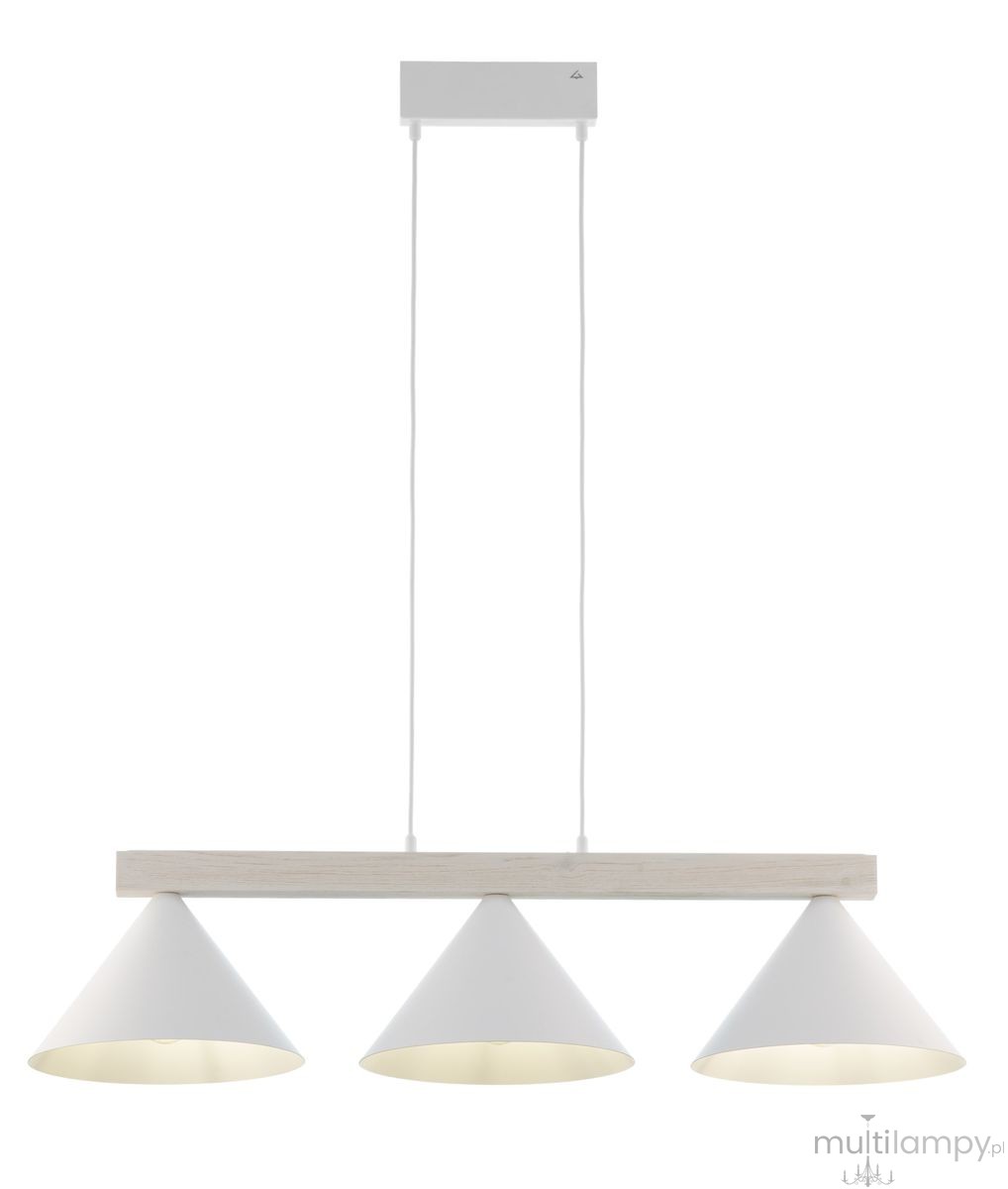 Deco lampa wisząca 3xE27 biała/drewno bielone 41818