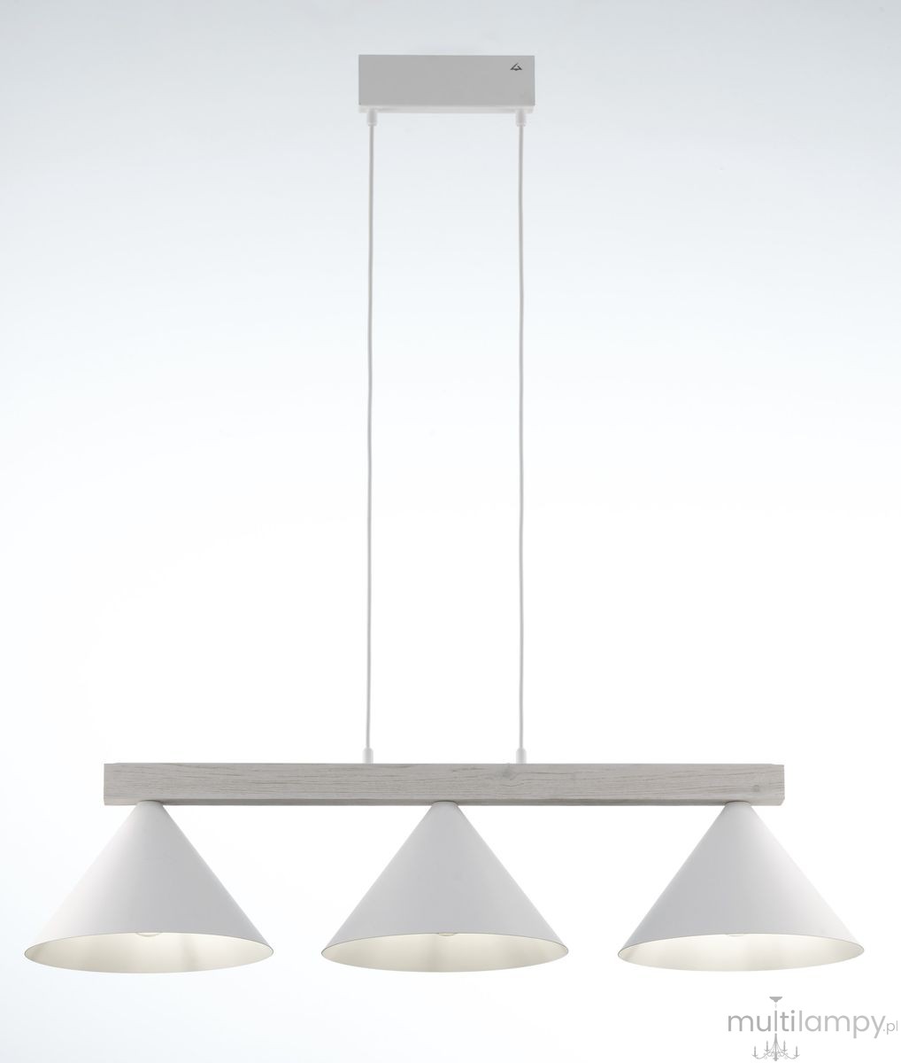 Deco lampa wisząca 3xE27 biała/drewno bielone 41818