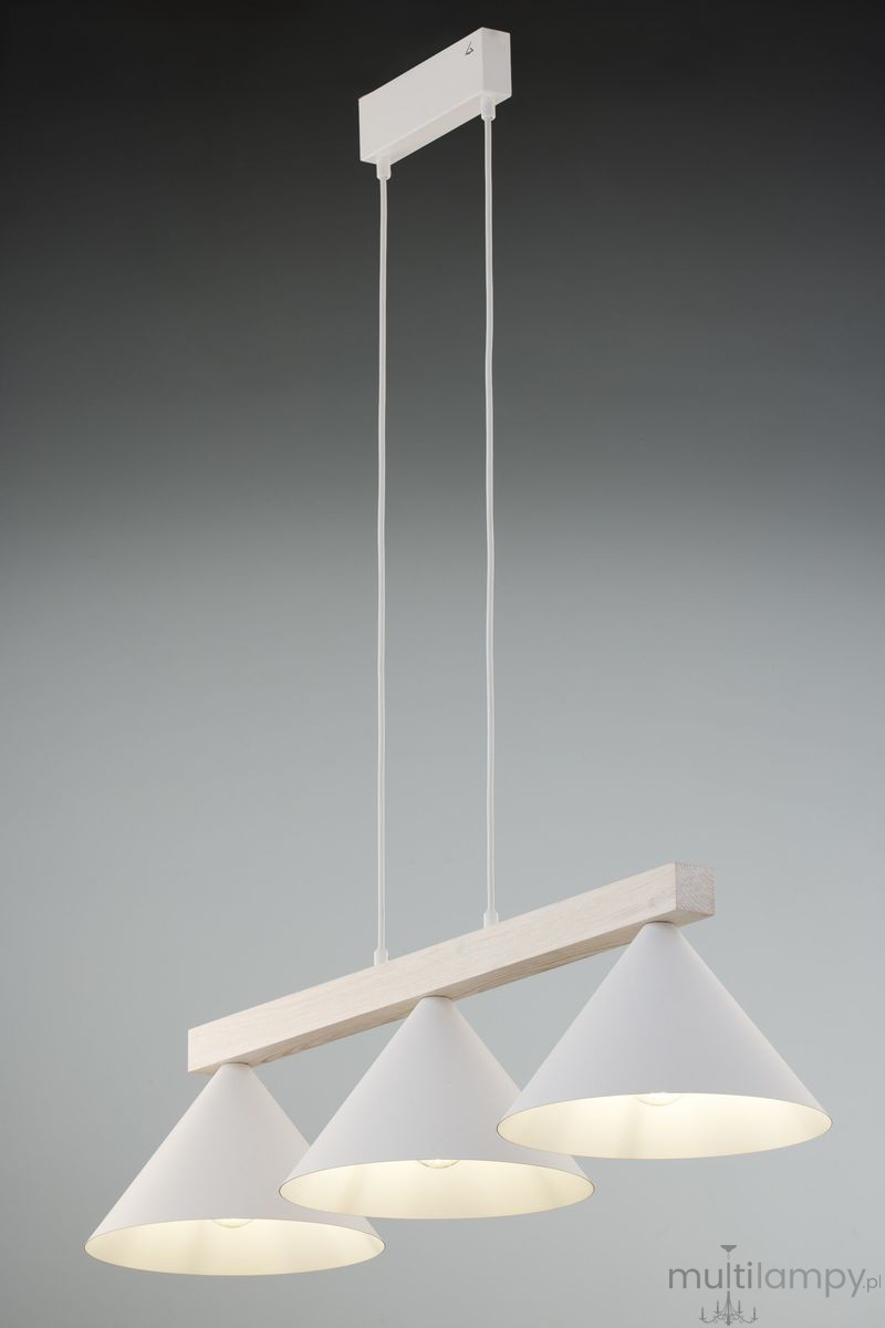 Deco lampa wisząca 3xE27 biała/drewno bielone 41818