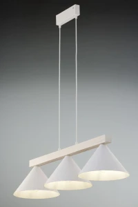 Deco lampa wisząca 3xE27 biała/drewno bielone 41818