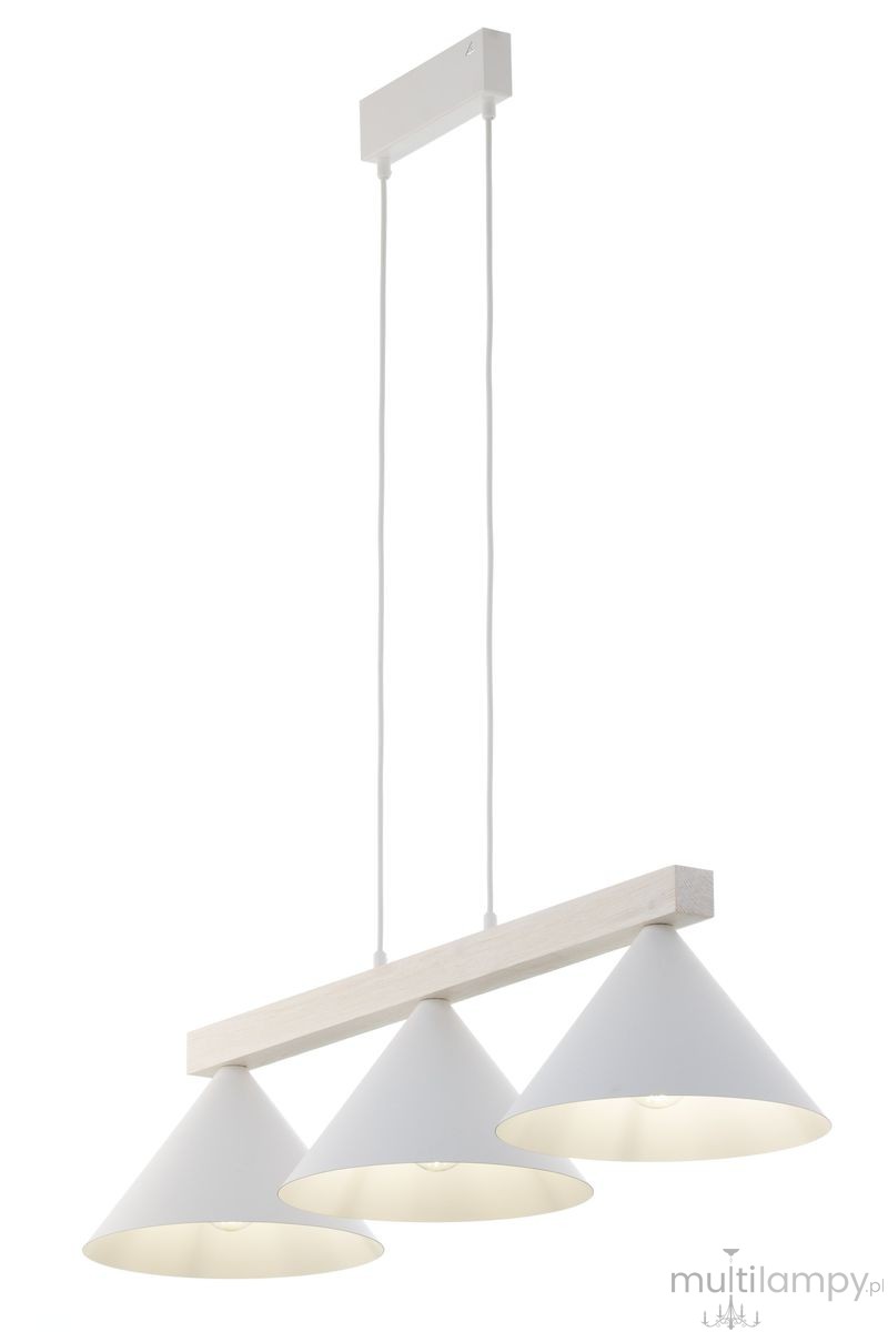 Deco lampa wisząca 3xE27 biała/drewno bielone 41818