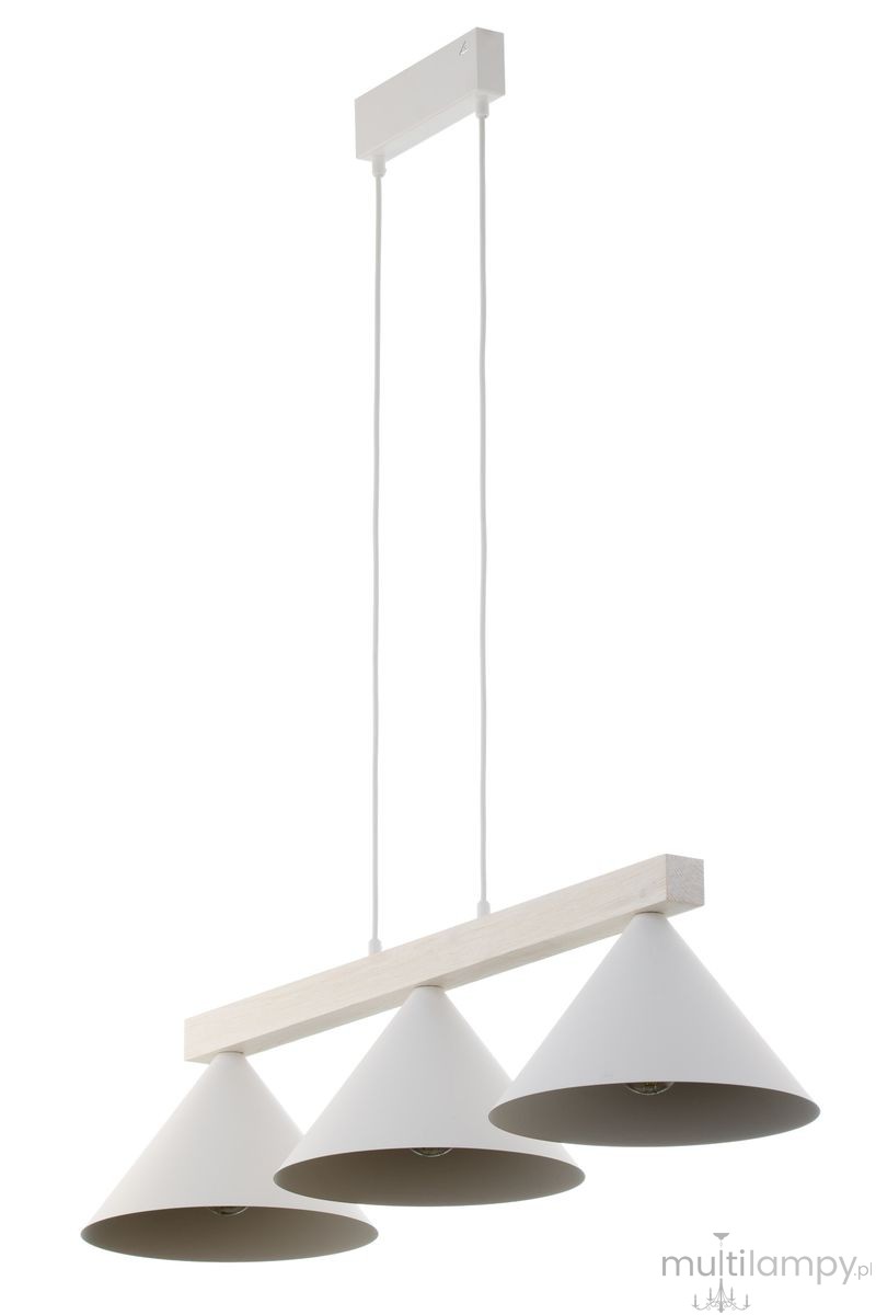 Deco lampa wisząca 3xE27 biała/drewno bielone 41818
