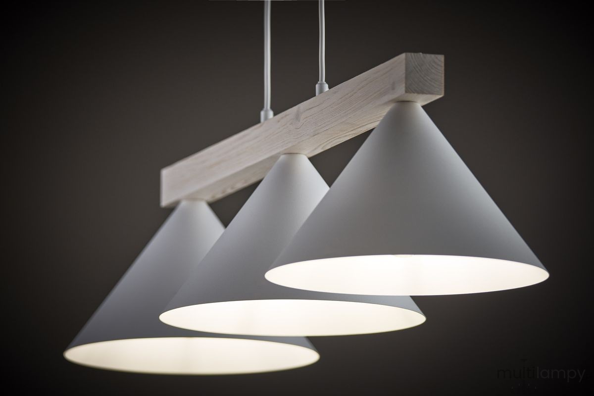 Deco lampa wisząca 3xE27 biała/drewno bielone 41818