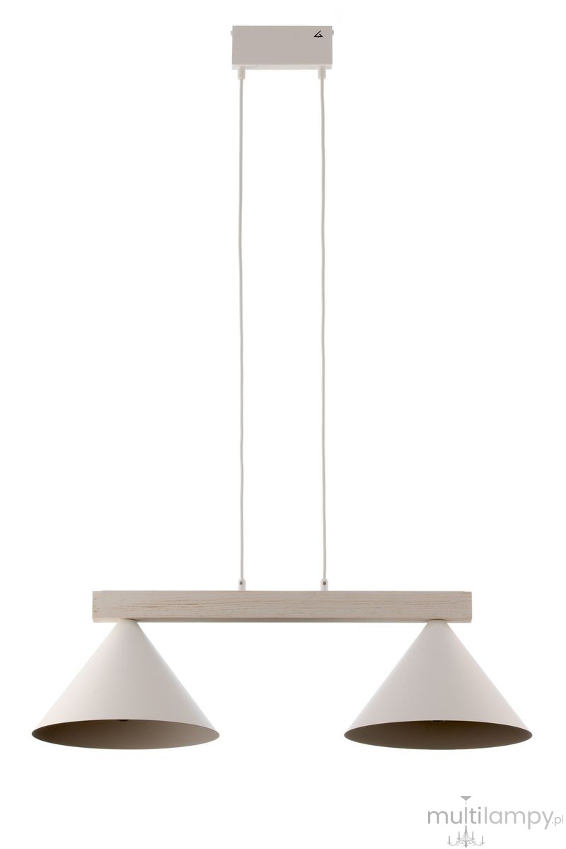 Deco lampa wisząca 2xE27 biała/drewno bielone 41819